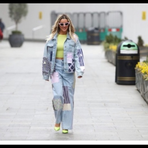 OLIVIA RUBIN Jackets & Blazers - x SOLD x Olivia Rubin Julia Patchwork Pastel Washed Denim Jacket Medium Size